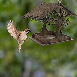 Universal Pendu pour décorer le paddock de la cour, l'éleveur d'oiseaux en bois hexagonal façonné avec le toit de la maison, les murs montés sur le nid d'oiseaux à l'extérieur, l'art du bois d'alimentation des oiseaux.