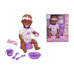 Smoby Simba - New Born Baby - Poupon Violet Boit Fait Pipi - 43cm - Nombreux Accessoires Inclus