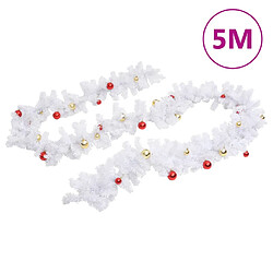 vidaXL Guirlande de Noël décorée avec boules Blanc 5 m