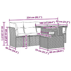 vidaXL Salon de jardin 5 pcs avec coussins gris résine tressée pas cher