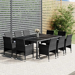 Maison Chic Mobilier à dîner 11 pcs de jardin - Ensemble table et chaises d'extérieur - Salon/Mobilier de jardin classique Résine tressée Gris -MN71406