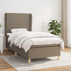 Maison Chic Structures de lit + matelas,Lit à sommier tapissier avec matelas Taupe 90x200 cm Tissu -MN52318