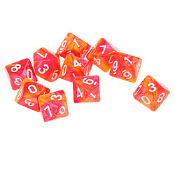 Acheter 10pcs 10 face d10 polyhedral dice couleur double pour dg rpg mtg orange rouge