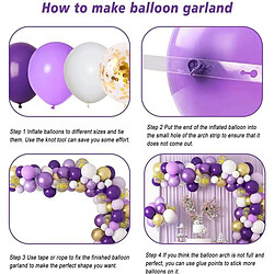 Acheter Euro Mega Arche Ballon Violet Or 128 Pièces Violet Ballon Guirlande Kit Ballons Violet Or Blanc Fête Anniversaire Mariage