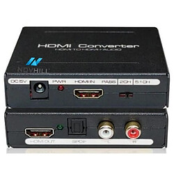 HDMI Audio extracteur convertisseur SPDIF + RCA L / R TV DVD Noir