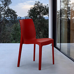 22 Chaises Rome Grand Soleil en polypropylène empilables pour bar et café, Couleur: Rouge