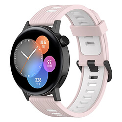 Bracelet en silicone 20mm rayures, bicolore, réglable, rose clair/blanc pour votre Huawei Watch GT3 42mm/Samsung Galaxy Watch4 40mm/44mm