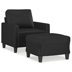 vidaXL Fauteuil avec repose-pied Noir 60 cm Similicuir