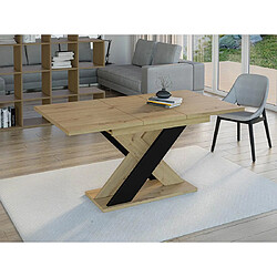 Bestmobilier Tosca - table à manger extensible - chêne clair et noir - 4 à 6 personnes