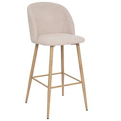 Pegane Lot de 2 chaises de bar en fer et bois coloris Beige - Longueur 48 x profondeur 56 x hauteur 106 cm