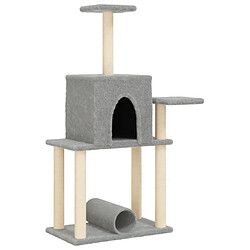 Arbre à chat avec griffoirs,niche pour chat en sisal gris clair 122 cm -MN38064