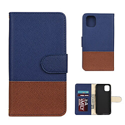 Wewoo Coque Pour iPhone 11 Étui à rabat en cuir avec support et cadre photo emplacements cartes et portefeuille bleu