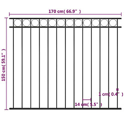 Acheter vidaXL Panneau de clôture Acier 1,7x1,5 m Noir