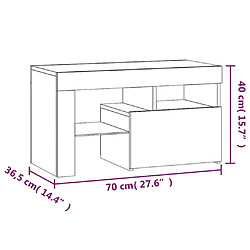 vidaXL Tables de chevet 2 pcs et lumières LED Sonoma gris 70x36,5x40cm pas cher