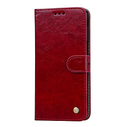 Wewoo Etui à rabat horizontal en cuir de texture Business Style Oil Wax pour Galaxy J6 +, avec support, logements pour cartes et portefeuille (rouge)