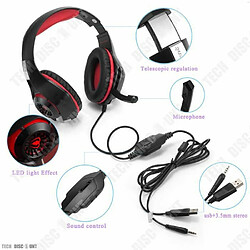 Tech Discount TD® Casque Gaming Rouge Écouteurs pour Jeux / avec micro pour PC et Ordinateur Portable - LED lumineux Noir et Rouge Confortable