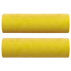 vidaXL Coussins décoratifs lot de 2 Jaune Ø15x50 cm Velours