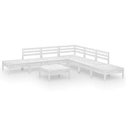 Maison Chic Ensemble de salle à manger de jardin 8 pcs,Table et chaises d'extérieur Bois de pin massif Blanc -GKD781488