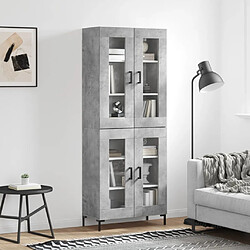 vidaXL Buffet haut Gris béton 69,5x34x180 cm Bois d'ingénierie