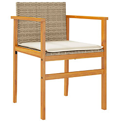 Avis vidaXL Chaises de jardin coussins lot de 2 beige résine tressée bois