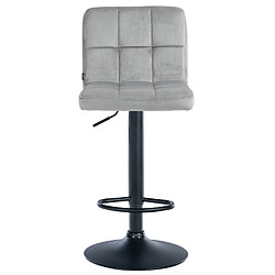 Decoshop26 Lot de 2 tabourets de bar en velours gris avec coutures décoratives pied en trompette métal noir 10_0004397