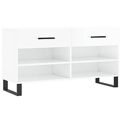 Maison Chic Banc à chaussures | Meuble de rangement à chaussures Meuble d'Entrée blanc brillant 102x35x55 cm bois d'ingénierie -MN34820