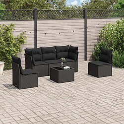 Maison Chic Salon de jardin 6 pcs avec coussins | Ensemble de Table et chaises | Mobilier d'Extérieur noir résine tressée -GKD21326