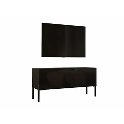 3XELIVING Meuble TV en couleur Noir mat avec pieds droits en noir, D: l : 100 cm, H : 52 cm, P : 32 cm