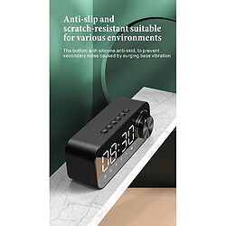 Acheter Universal Haut-parleur Bluetooth sans fil portable Bluetooth 5.0 Music Subwoofer haut-parleur LED Miroir écran Affichage du réveil numérique | haut-parleurs combinés (noir)