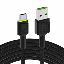 Câble USB - USB-C Green Cell GC Ray, 2m, LED verte, avec Ultra Charge, QC 3.0