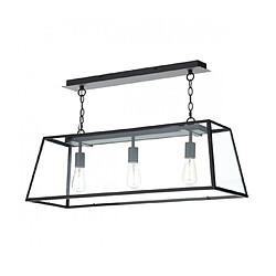 Luminaire Center Suspension Academy noir mat et verre 3 ampoules