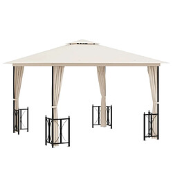 Maison Chic Tonnelle | Pergola avec parois et toit double 3x3 m Crème -GKD38805