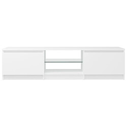 Maison Chic Meubles TV avec lumières LED - Banc TV pour salon blanc 140x40x35,5 cm -MN64483 pas cher