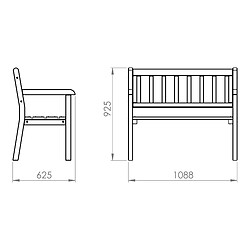 Acheter AXI | Charlotte Banc de Jardin en Bois 110 cm - Marron | Banc Exterieur 2 Places, Bois d'Epicéa | Banc Jardin - Dossier Haut - Assise Confortable