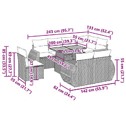 vidaXL Salon de jardin avec coussins 9 pcs beige résine tressée pas cher