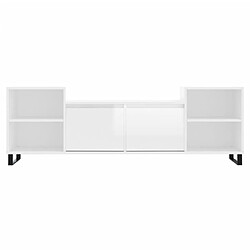 Maison Chic Meuble TV scandinave - Banc TV pour salon Blanc brillant 160x35x55 cm Bois d'ingénierie -MN44570 pas cher