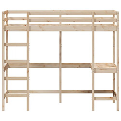 Acheter Vidaxl Lit superposé avec bureau 80x200 cm bois de pin massif