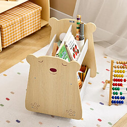 SoBuy KMB103-WN Étagère à Livres pour Enfant, Étagère à Jouets, Bibliothèque à roulettes pour Chambre d'enfant et Salle de Jeux, Meuble Rangement Enfant Design pour Jouets et Livres, 50x40x53 cm pas cher