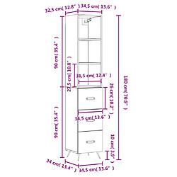 vidaXL Buffet haut Noir 34,5x34x180 cm Bois d'ingénierie pas cher