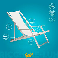 Beach And Garden Design 2 Transat chaises de plage pliantes mer plage accoudoirs aluminium Riccione Gold Lux | Blanc