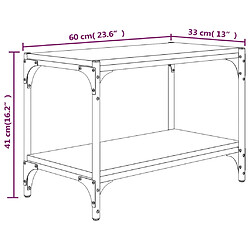 vidaXL Meuble TV Chêne marron 60x33x41 cm Bois d'ingénierie et acier pas cher