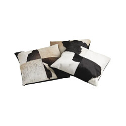 Acheter Aubry Gaspard Coussin en peau de vache véritable modèle aléatoire Noir et blanc 45x45.