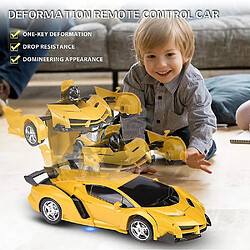 Universal Voiture télécommandée, transformateur RC, voiture robotisée, roue 360, frein tournant, voiture jouet pour enfants rechargeable (jaune)