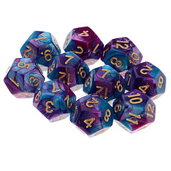 Polyéthylène dés multi-face dés D12 pour D u0026 D Table de jeu TRPG violet + bleu