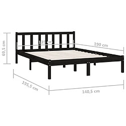 vidaXL Cadre de lit sans matelas noir bois massif pas cher