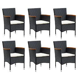 Avis Maison Chic Mobilier à dîner 7 pcs de jardin avec coussins - Ensemble table et chaises d'extérieur - Salon/Mobilier de jardin classique Résine tressée Noir -MN75351