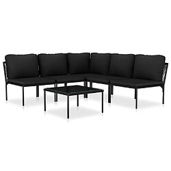 Maison Chic Salon de jardin 6 pcs + coussins - Mobilier/Meubles de jardin - Table et chaises d'extérieur Noir PVC -MN82803