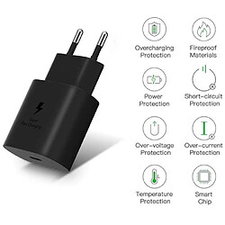 Chargeur Noir Rapide 25W + Cable USB C pour Samsung S24 / S24 Plus / S24 Ultra / S23 FE / A54 / A55 / A15 / A35 / S23 Plus /S23 Ultra / S22 / S21 FE / S21 / A53 - Little Boutik®