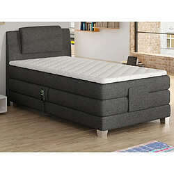 Vente-Unique Ensemble complet boxspring tête de lit + sommiers relaxation électrique + matelas + surmatelas - 100 x 200 cm - Tissu - Gris clair - CASTEL de PALACIO 