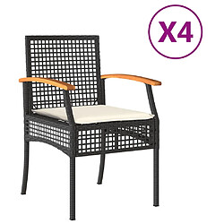 Maison Chic lot de 4Chaises de jardin coussins | chaises Relax d'extérieur noir résine tressée acacia -GKD57306